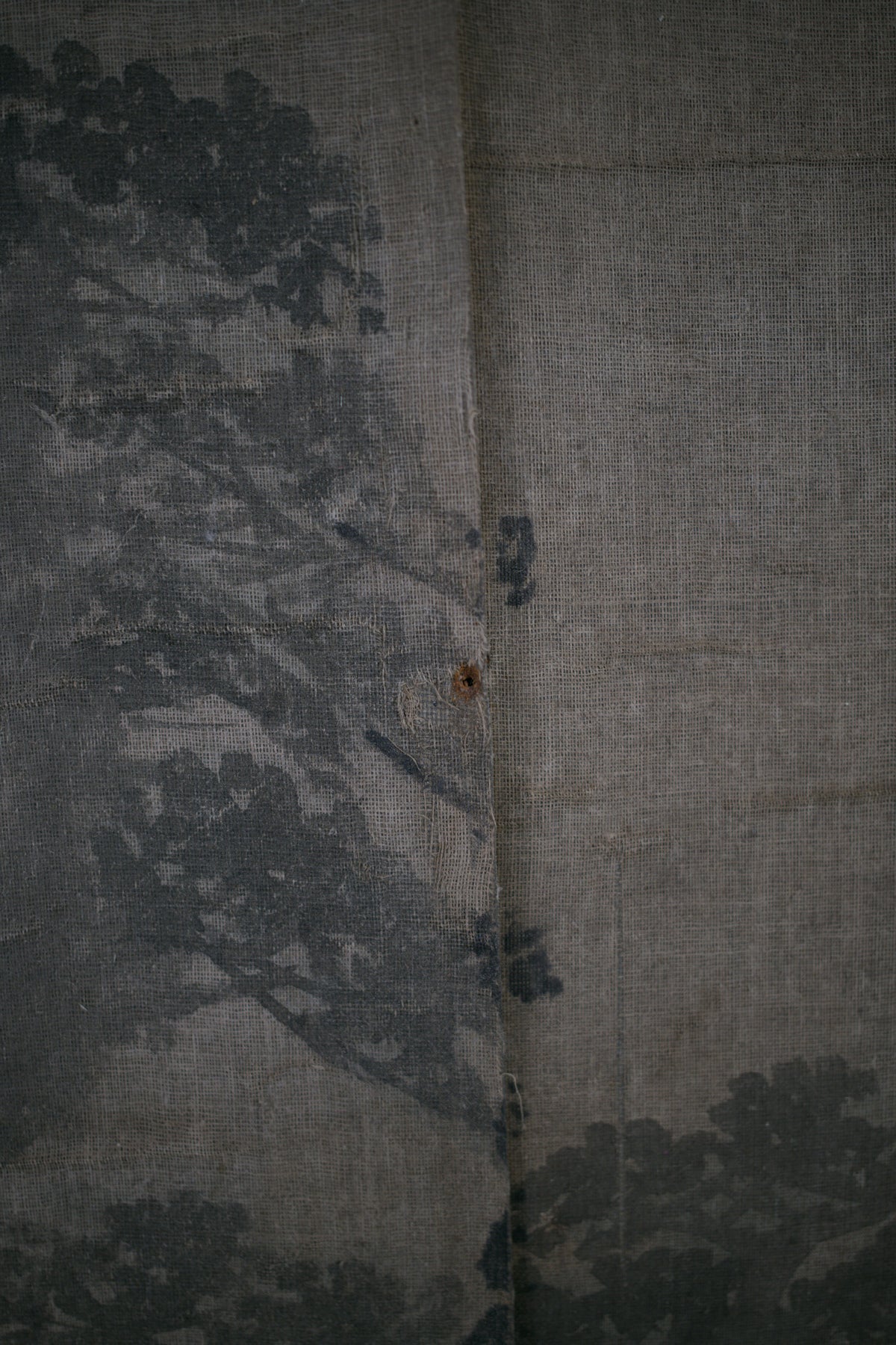 Large East Asian Ink-Painted Wall Panel