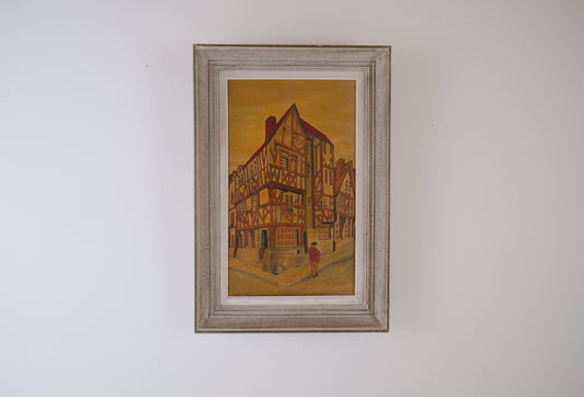 The Maison du Pilier-Rouge - Incised and stained panel. signed P. Hervieu. C1940