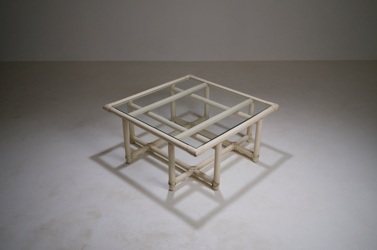 Square Bamboo Coffee Table in the Style of McGuire, circa 1970