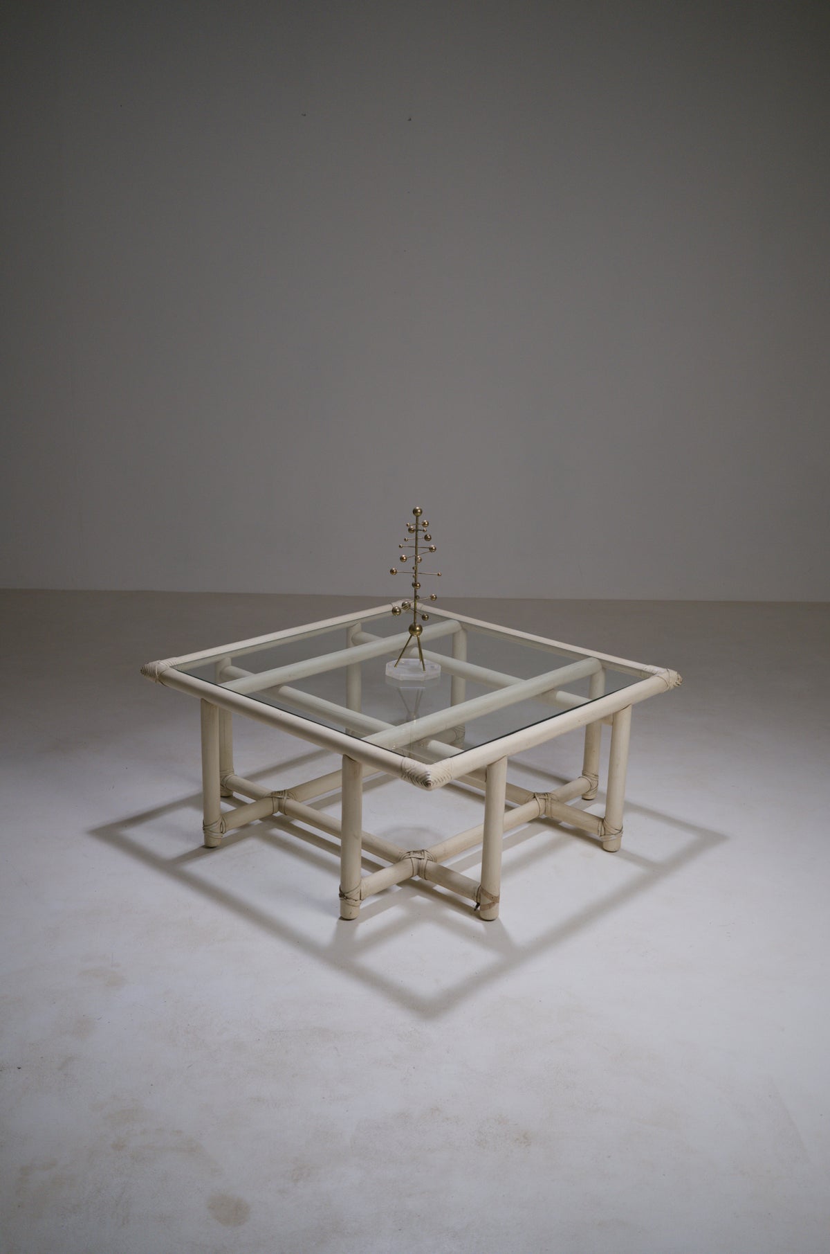 Square Bamboo Coffee Table in the Style of McGuire, circa 1970
