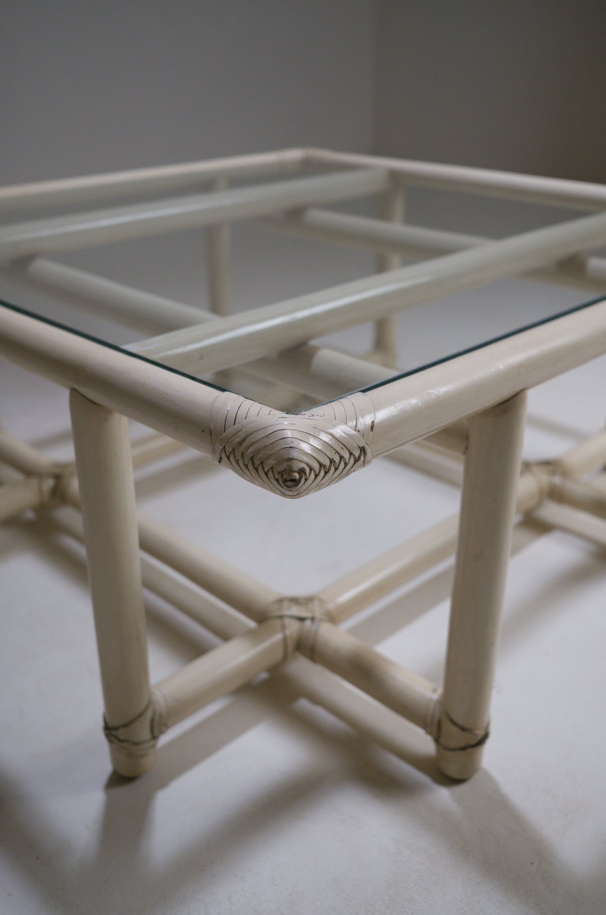 Square Bamboo Coffee Table in the Style of McGuire, circa 1970