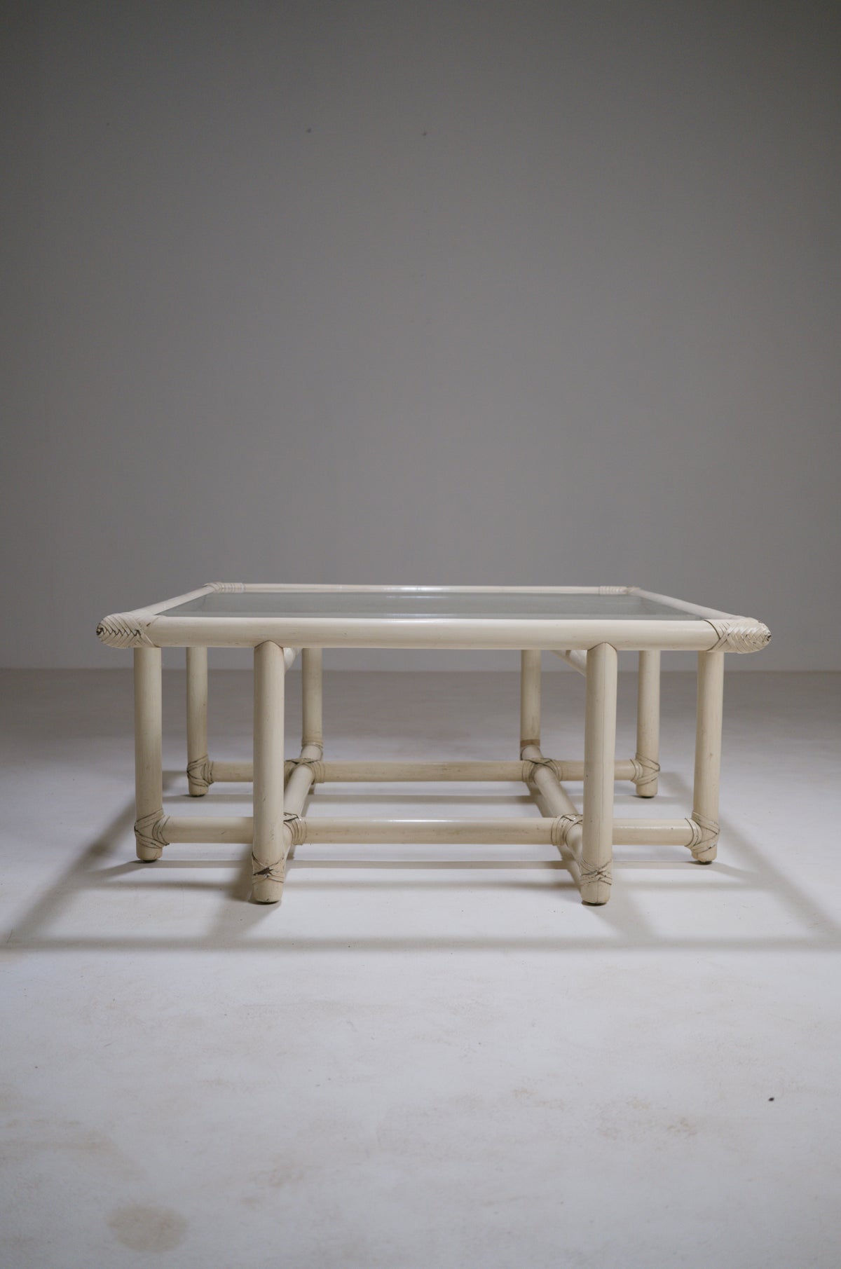 Square Bamboo Coffee Table in the Style of McGuire, circa 1970