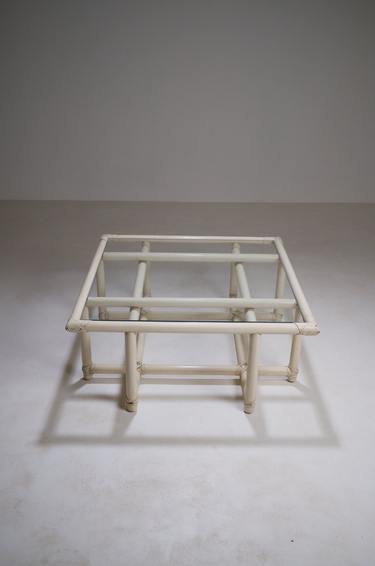 Square Bamboo Coffee Table in the Style of McGuire, circa 1970