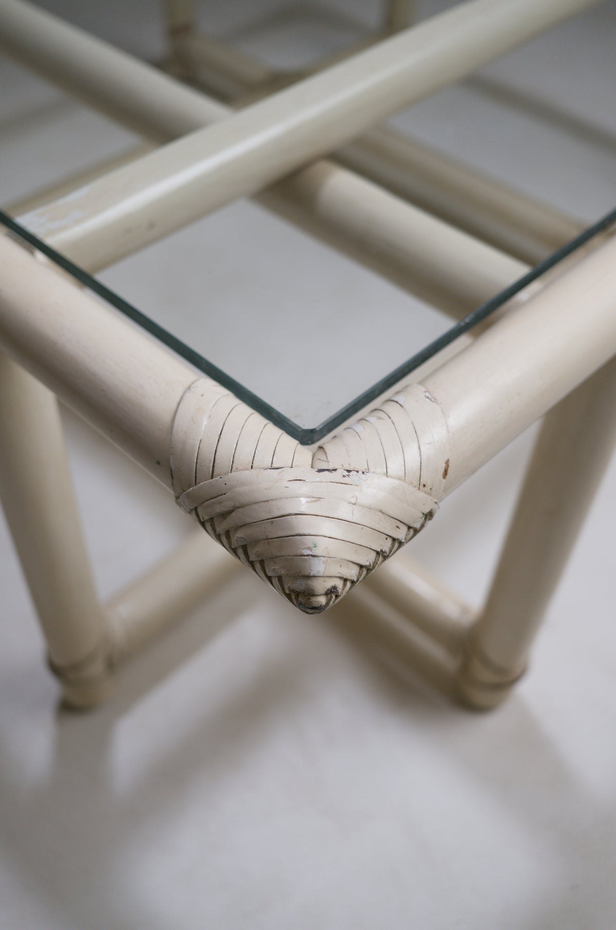 Square Bamboo Coffee Table in the Style of McGuire, circa 1970