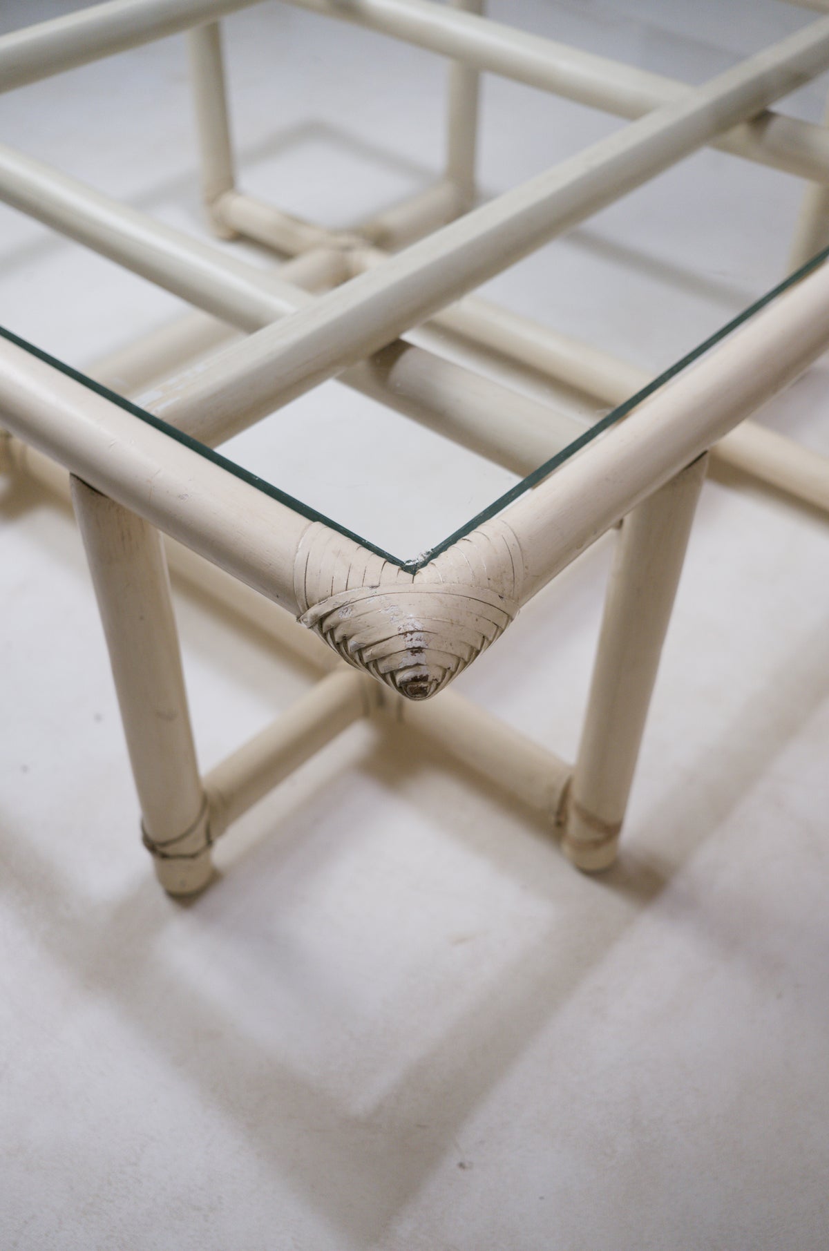 Square Bamboo Coffee Table in the Style of McGuire, circa 1970