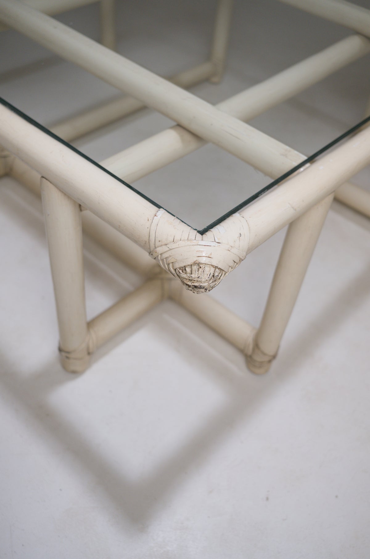 Square Bamboo Coffee Table in the Style of McGuire, circa 1970