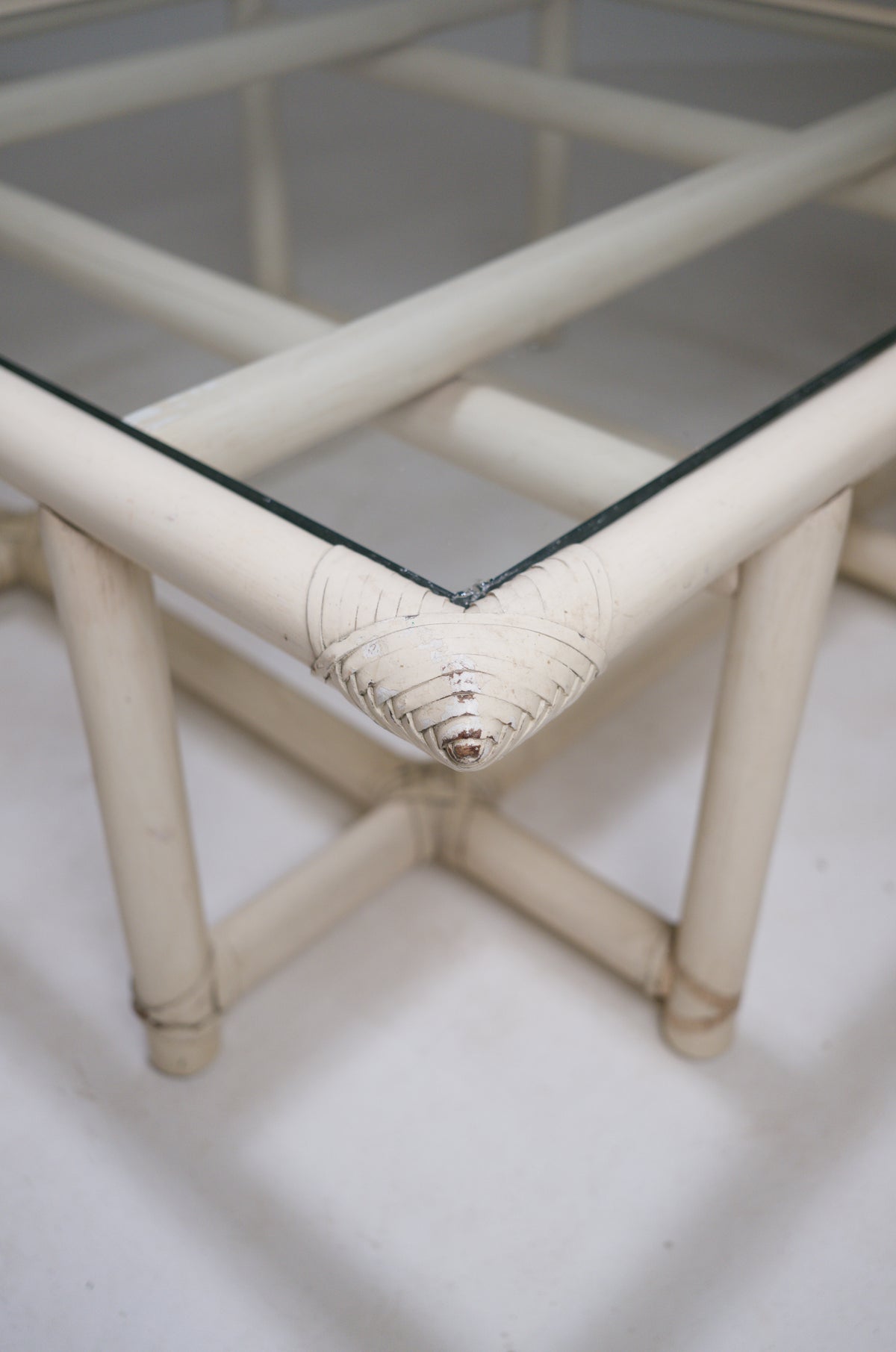Square Bamboo Coffee Table in the Style of McGuire, circa 1970