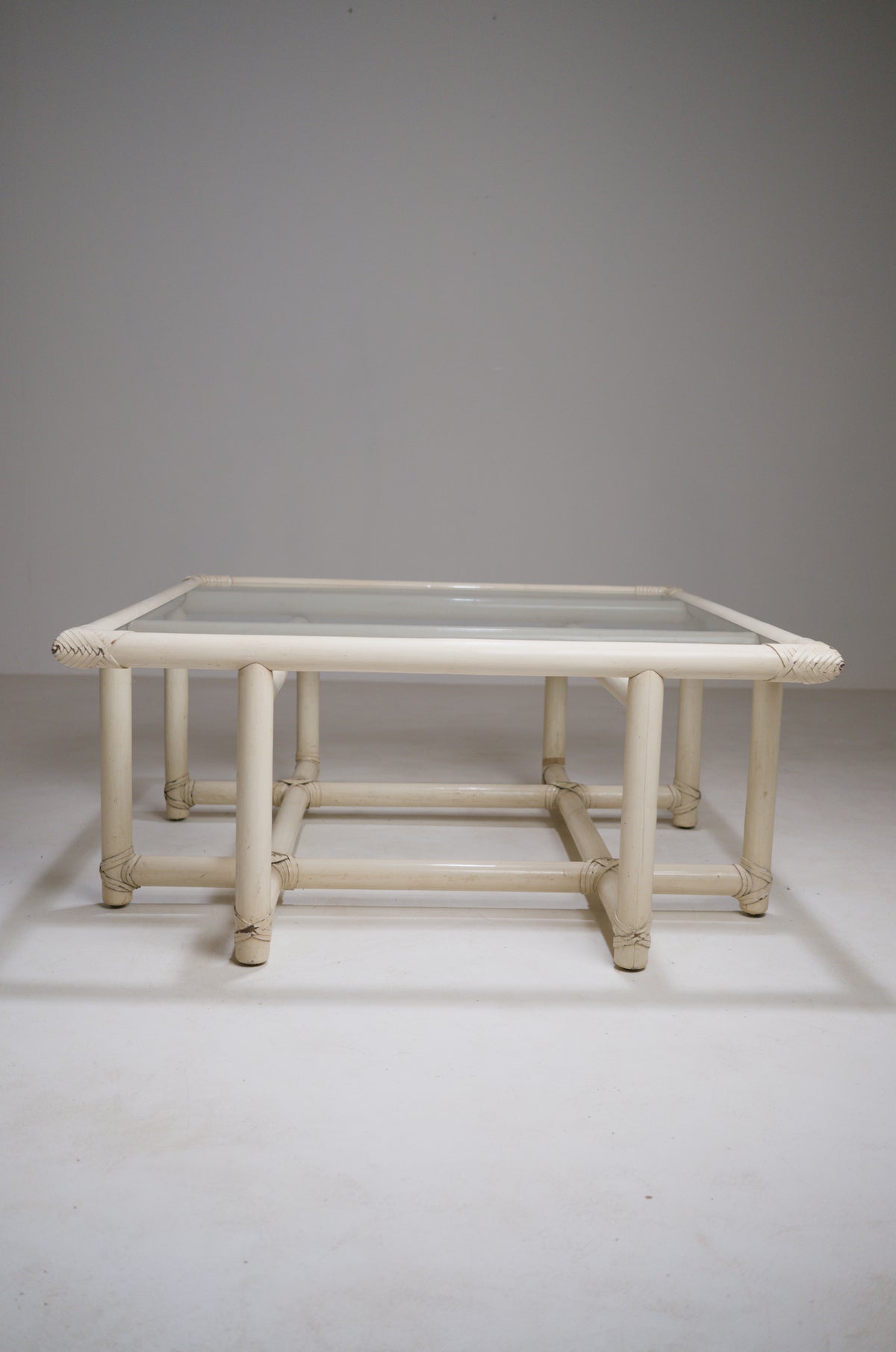 Square Bamboo Coffee Table in the Style of McGuire, circa 1970