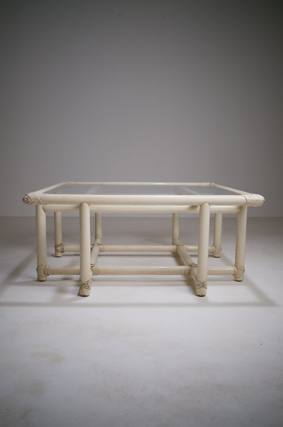 Square Bamboo Coffee Table in the Style of McGuire, circa 1970
