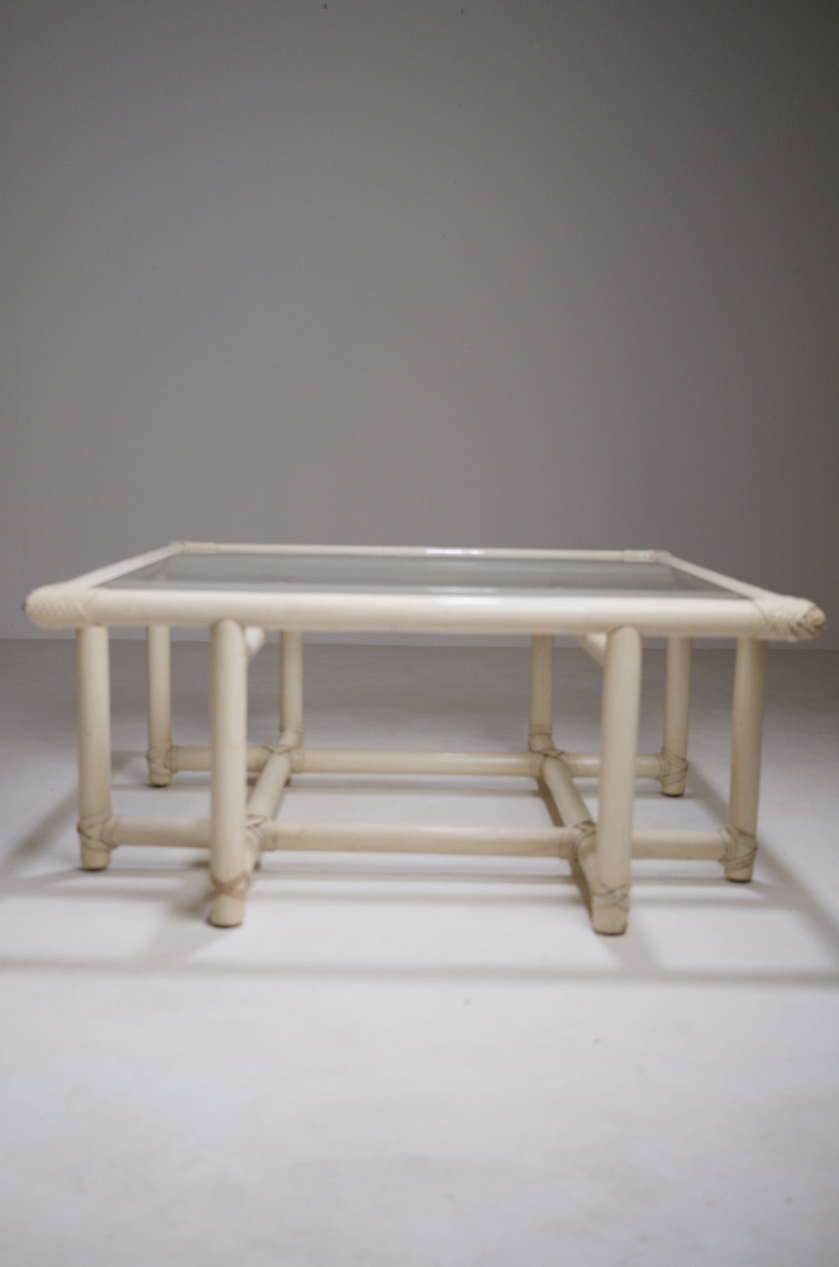 Square Bamboo Coffee Table in the Style of McGuire, circa 1970