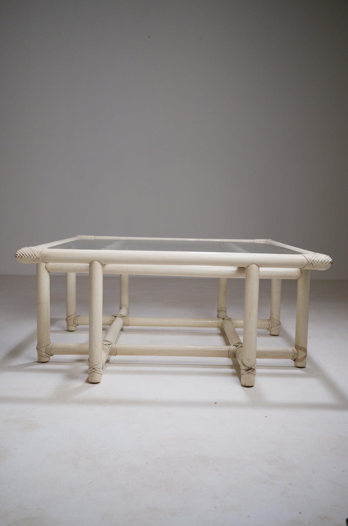 Square Bamboo Coffee Table in the Style of McGuire, circa 1970