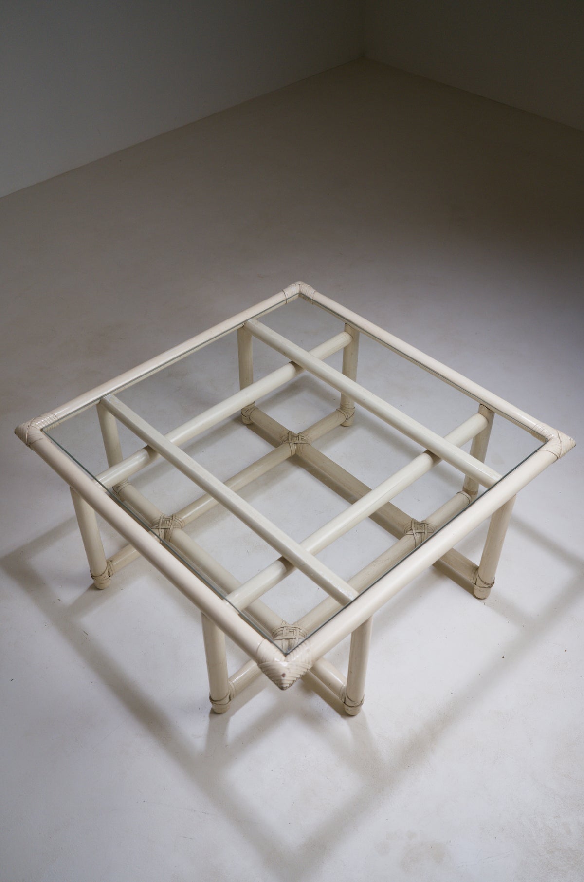 Square Bamboo Coffee Table in the Style of McGuire, circa 1970
