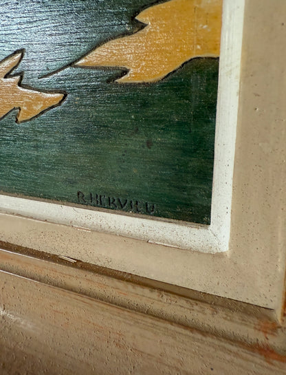 Tableau en bois gravé par Paul Hervieu