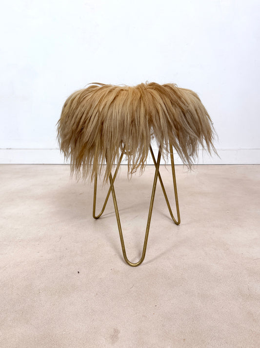 Tabouret fourrure véritable