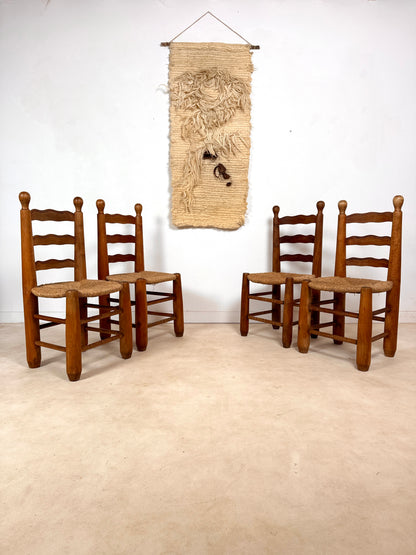 Ensemble de 4 chaises brutalistes